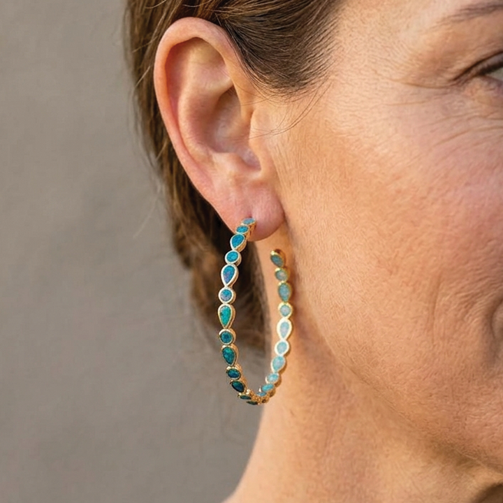 Paula - Opal Hoop Earrings