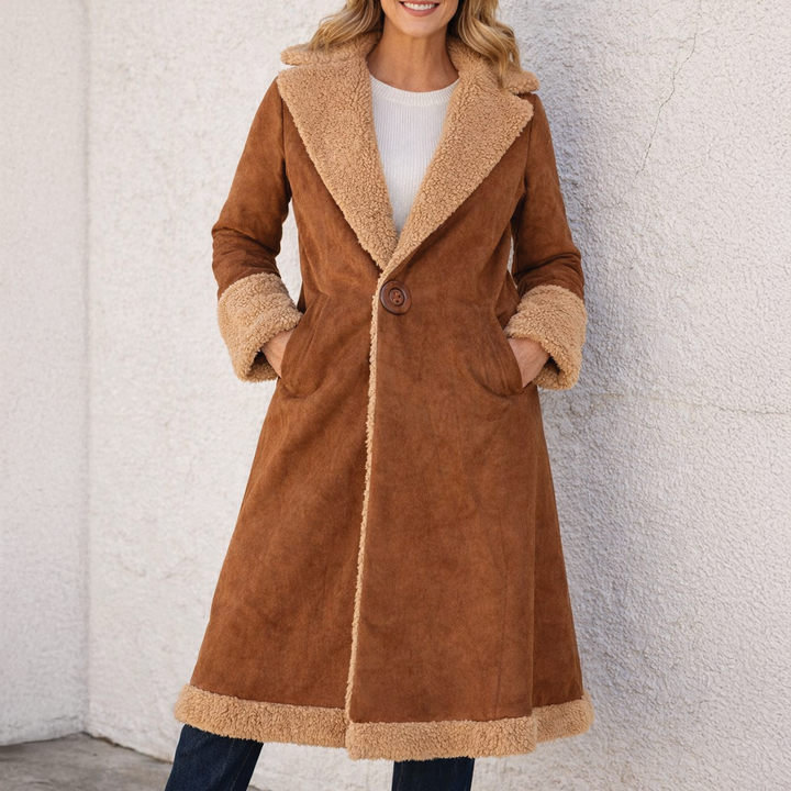 Julia - Faux Fur Suede Trench Coat