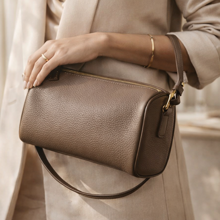 Angela - Shoulder Leather Baguette Bag