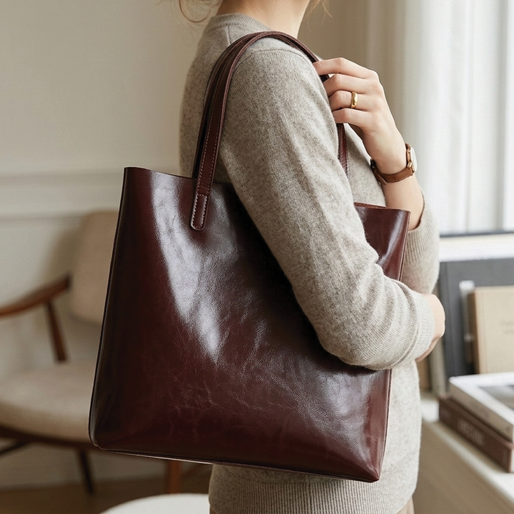 Holly - Leather Structured Tote Bag
