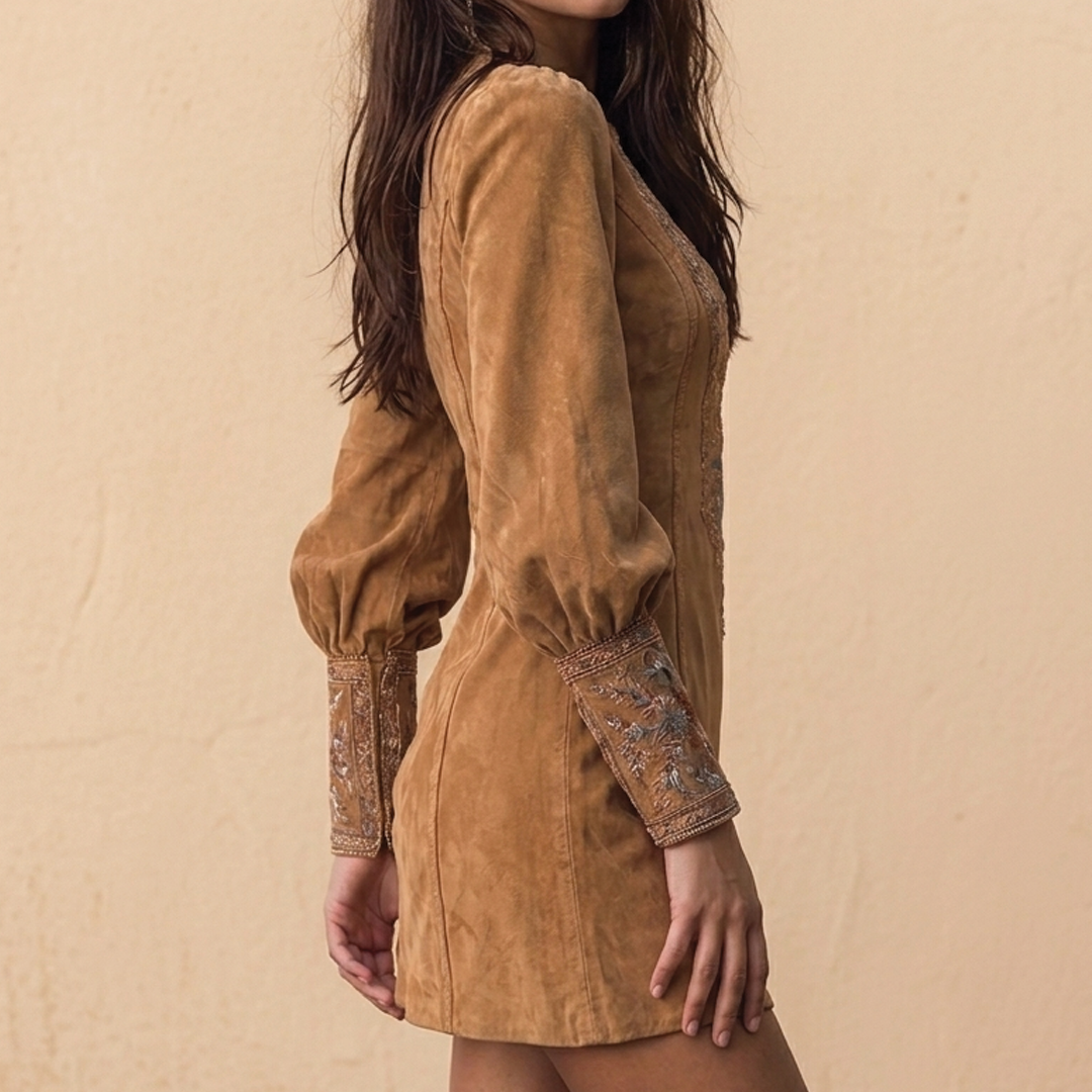 Gianna - Embroidered V-Neck Mini Dress