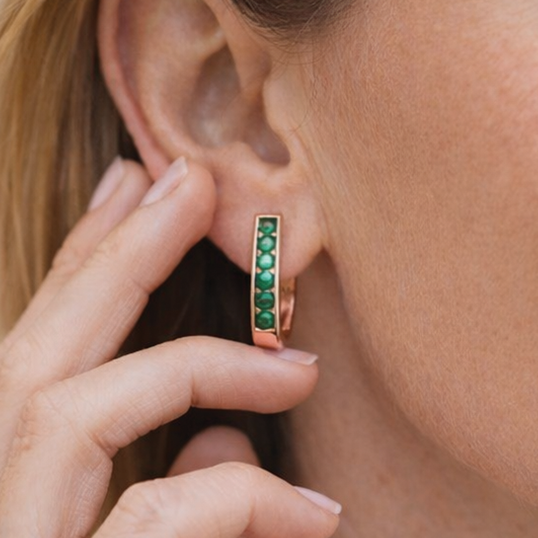Kelly - Emerald Hoop Earrings