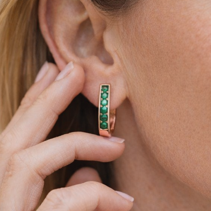 Kelly - Emerald Hoop Earrings