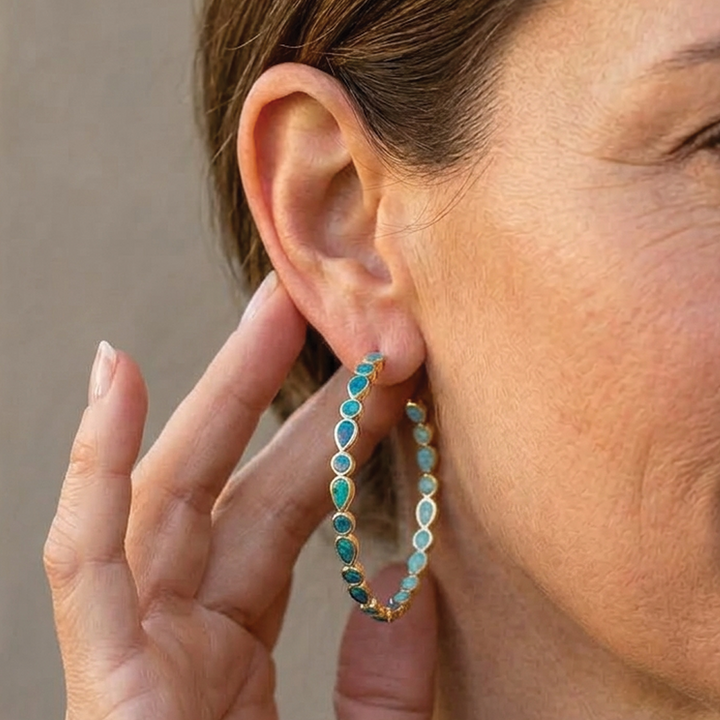 Paula - Opal Hoop Earrings