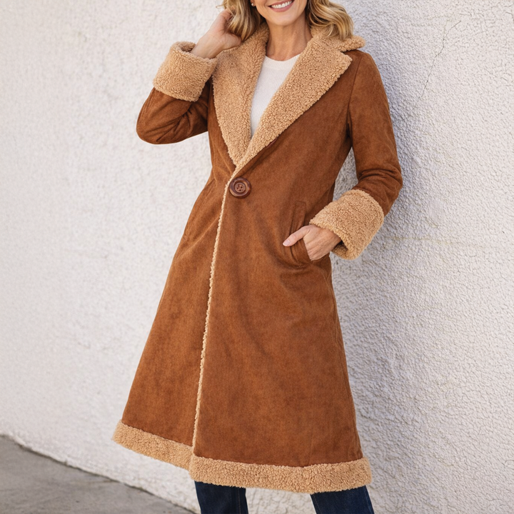 Julia - Faux Fur Suede Trench Coat
