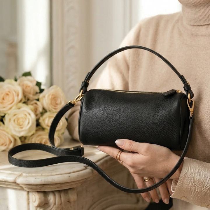 Angela - Shoulder Leather Baguette Bag