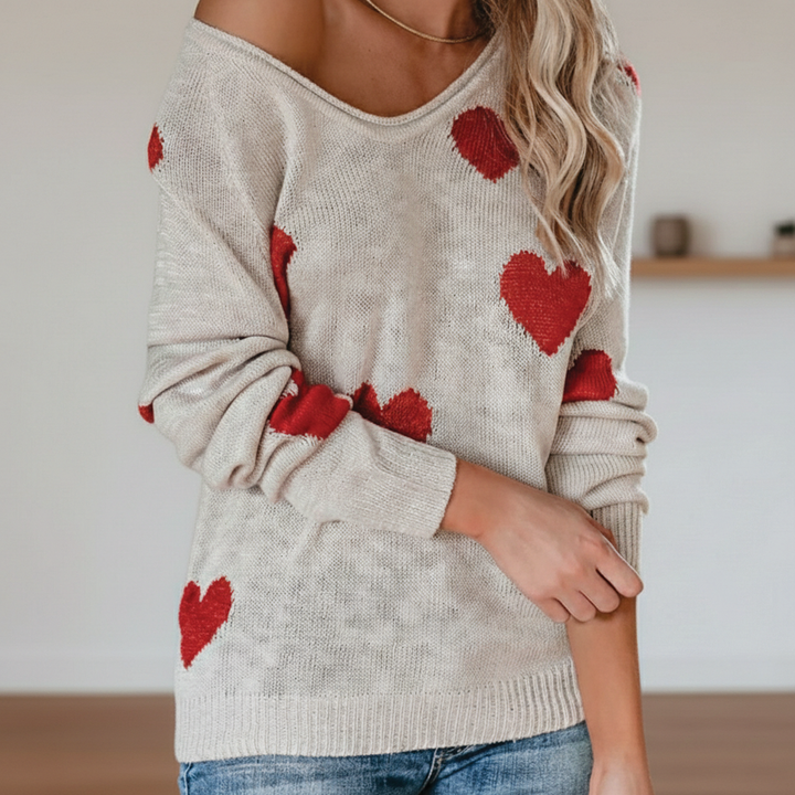 Melody - Heart-Pattern Sweater