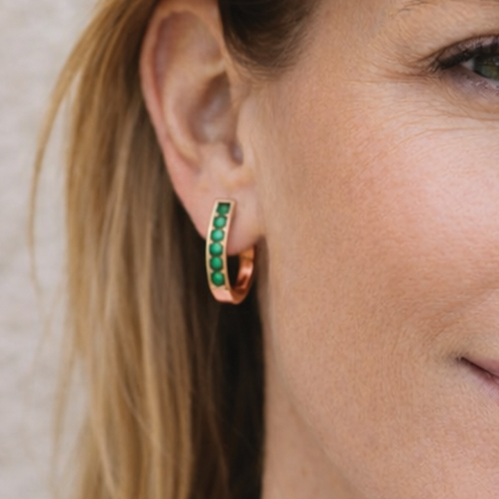 Kelly - Emerald Hoop Earrings