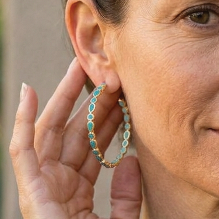 Paula - Opal Hoop Earrings