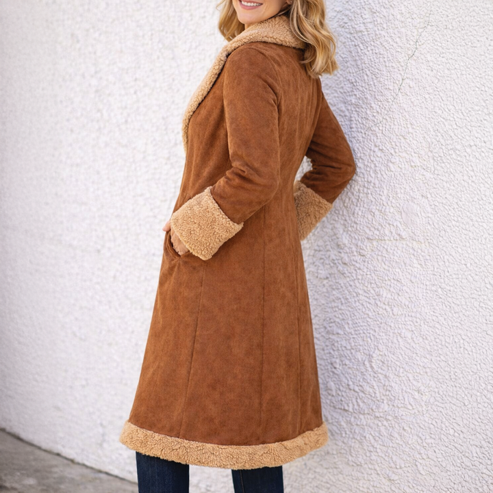 Julia - Faux Fur Suede Trench Coat