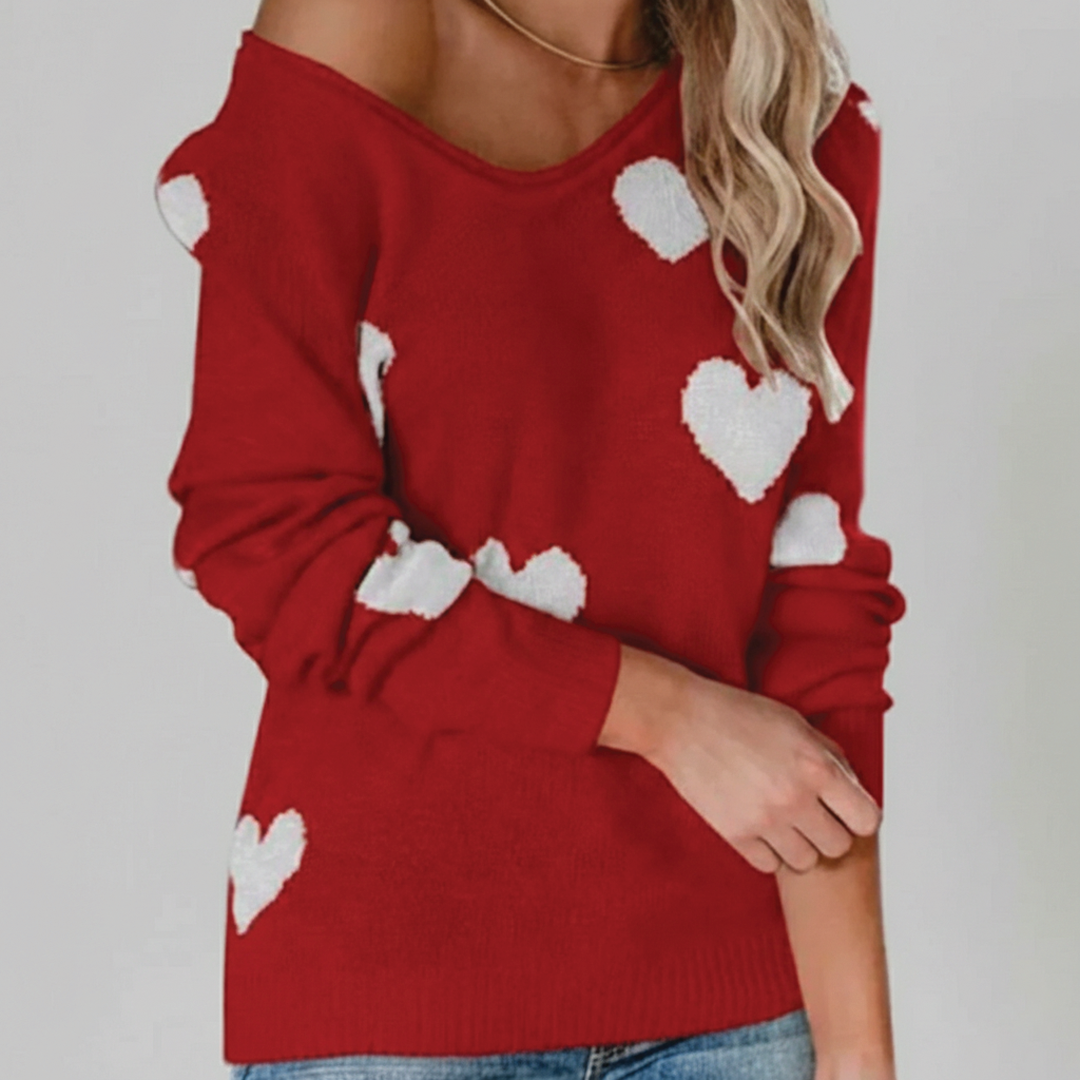 Melody - Heart-Pattern Sweater