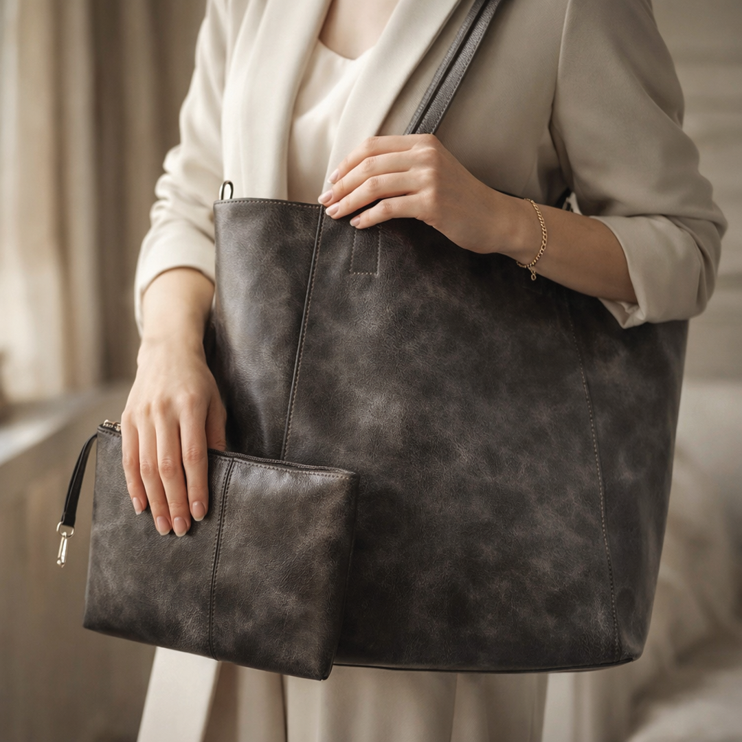 Heather - Vegan Leather Tote Bag