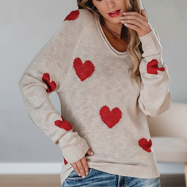 Melody - Heart-Pattern Sweater