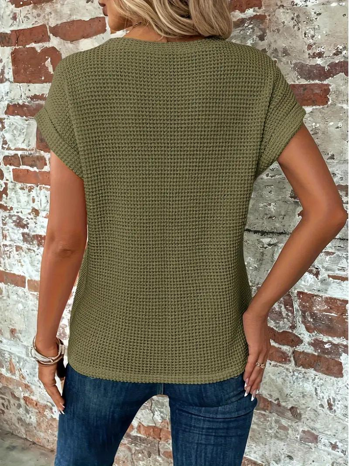 Sophia - Twist-Hem Waffle Tee