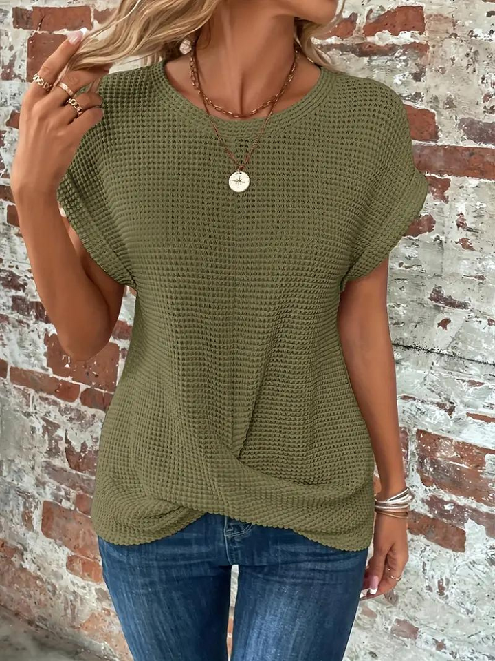 Sophia - Twist-Hem Waffle Tee