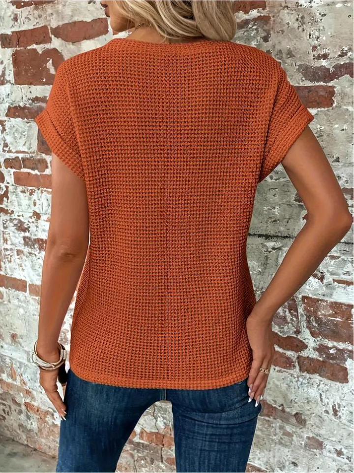 Sophia - Twist-Hem Waffle Tee