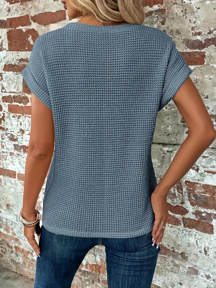 Sophia - Twist-Hem Waffle Tee