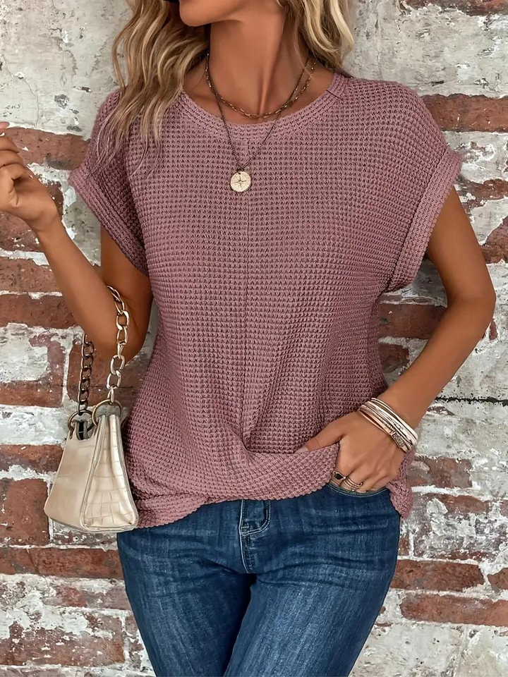 Sophia - Twist-Hem Waffle Tee