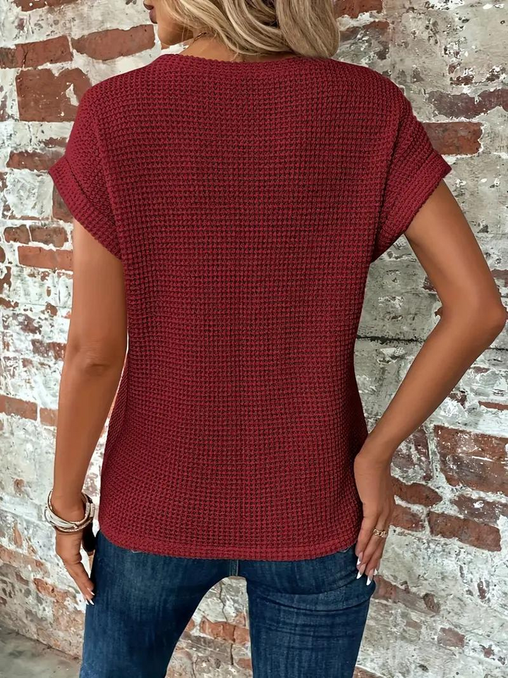 Sophia - Twist-Hem Waffle Tee