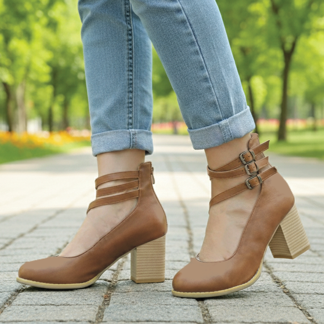 Gina - Block Heel Ankle Shoes