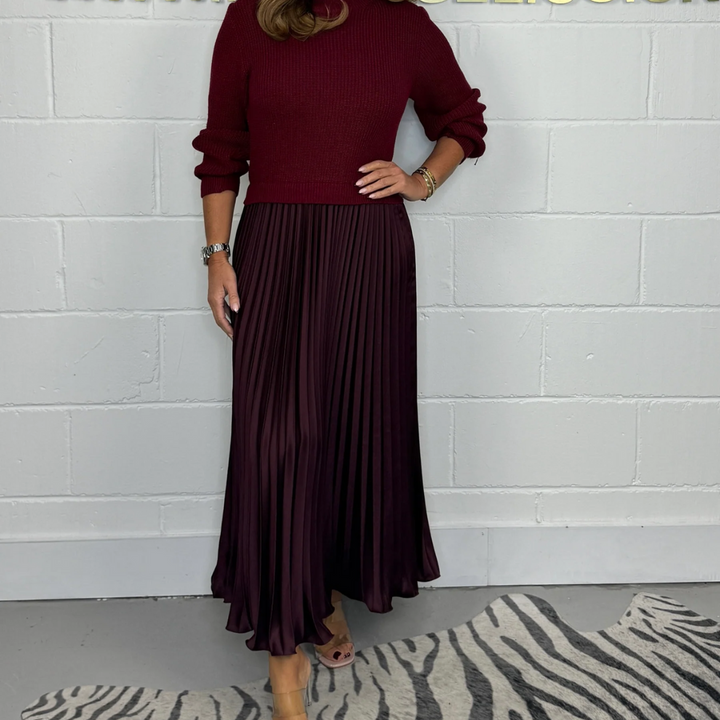 Kathleen - Textured Mixed-Media Maxi Dress