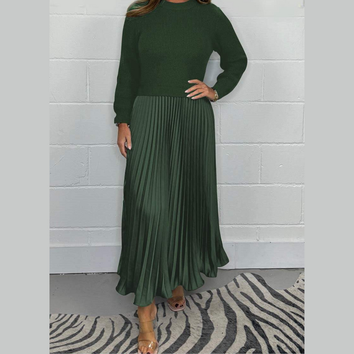 Kathleen - Textured Mixed-Media Maxi Dress