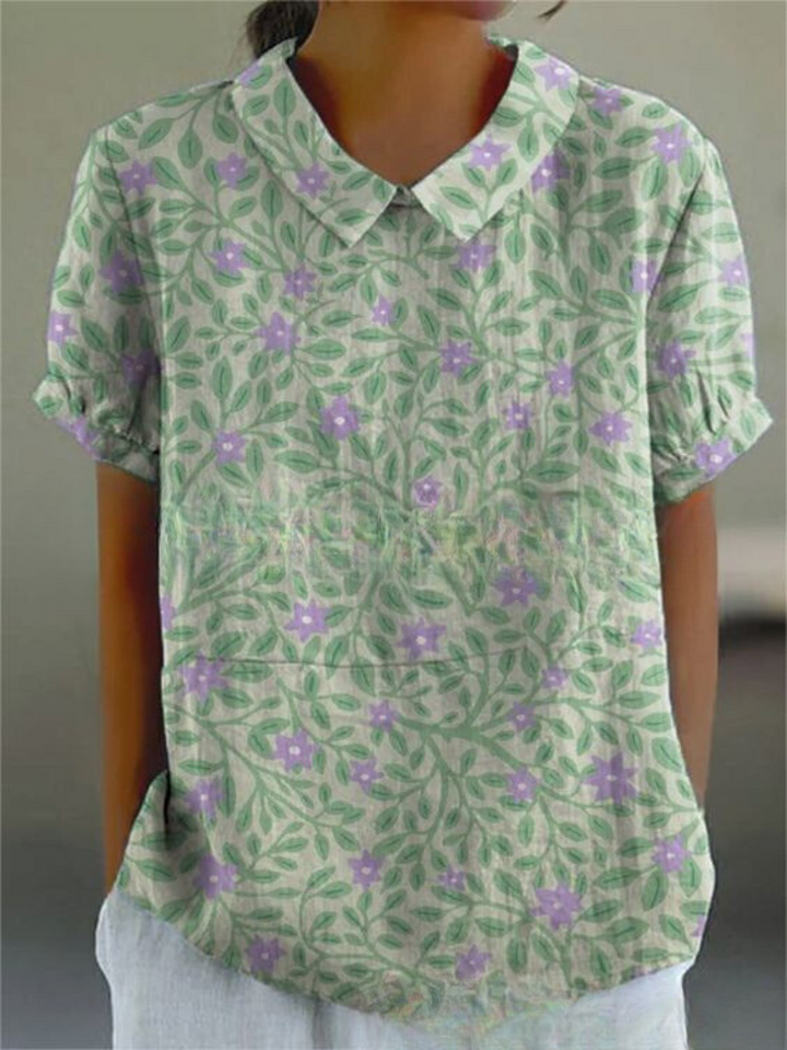Stephanie - Collared Short Sleeve Blouse